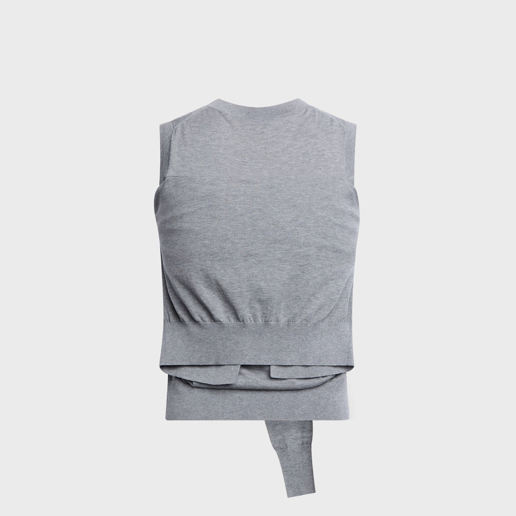 Alexander Wang Tie-front Cardigan Layered V-neck Vest - Heather Grey