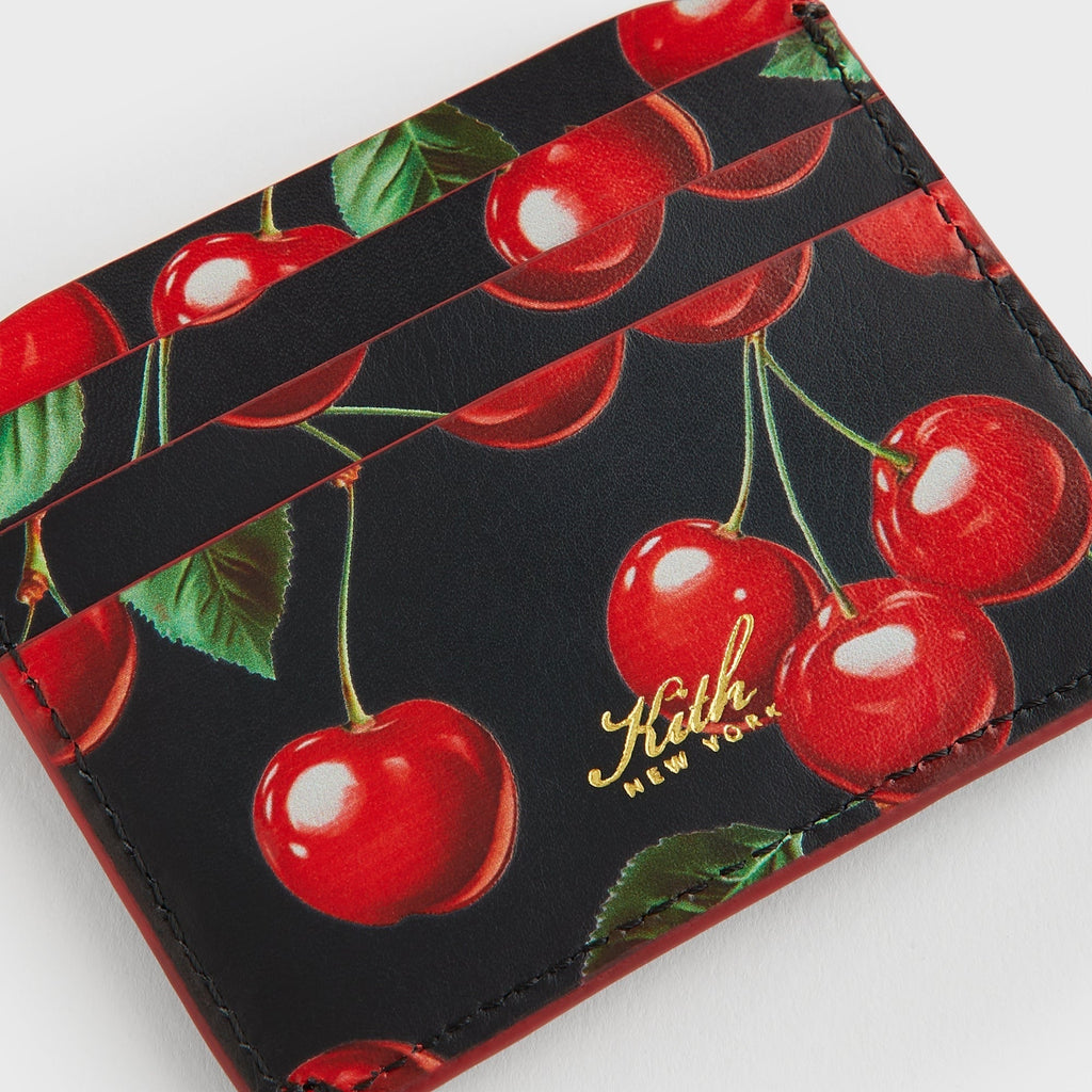 Kith Women Tossed Cherries Notch 6CC Card Case - Black