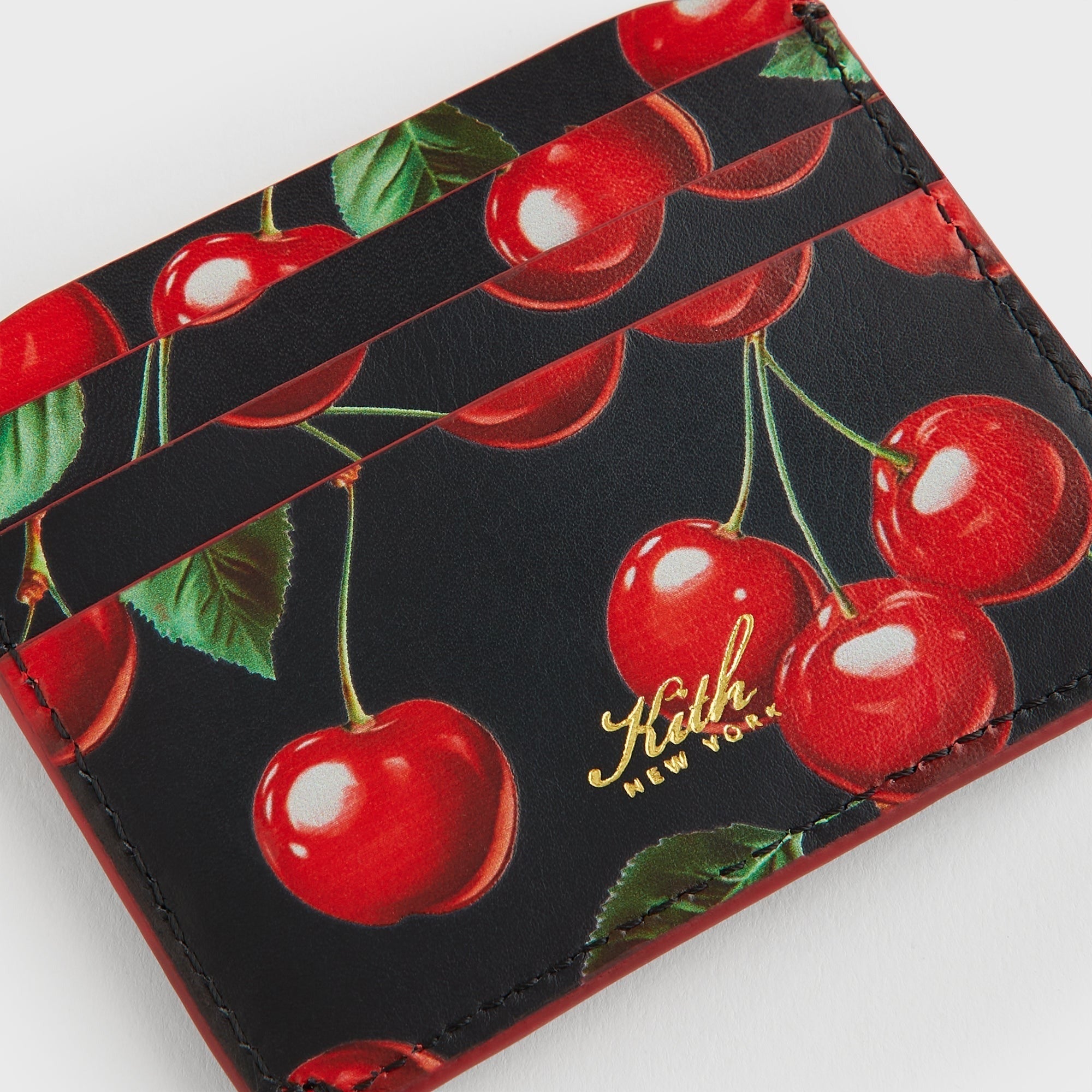 Kith Women Tossed Cherries Notch 6CC Card Case - Black