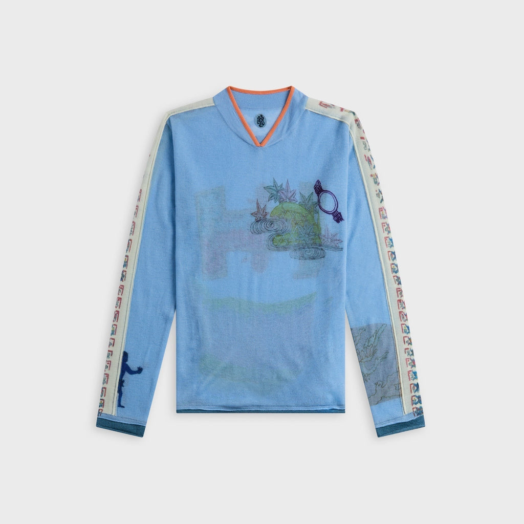 Adrian Cashmere Stadio Long Sleeve Tee - Blue