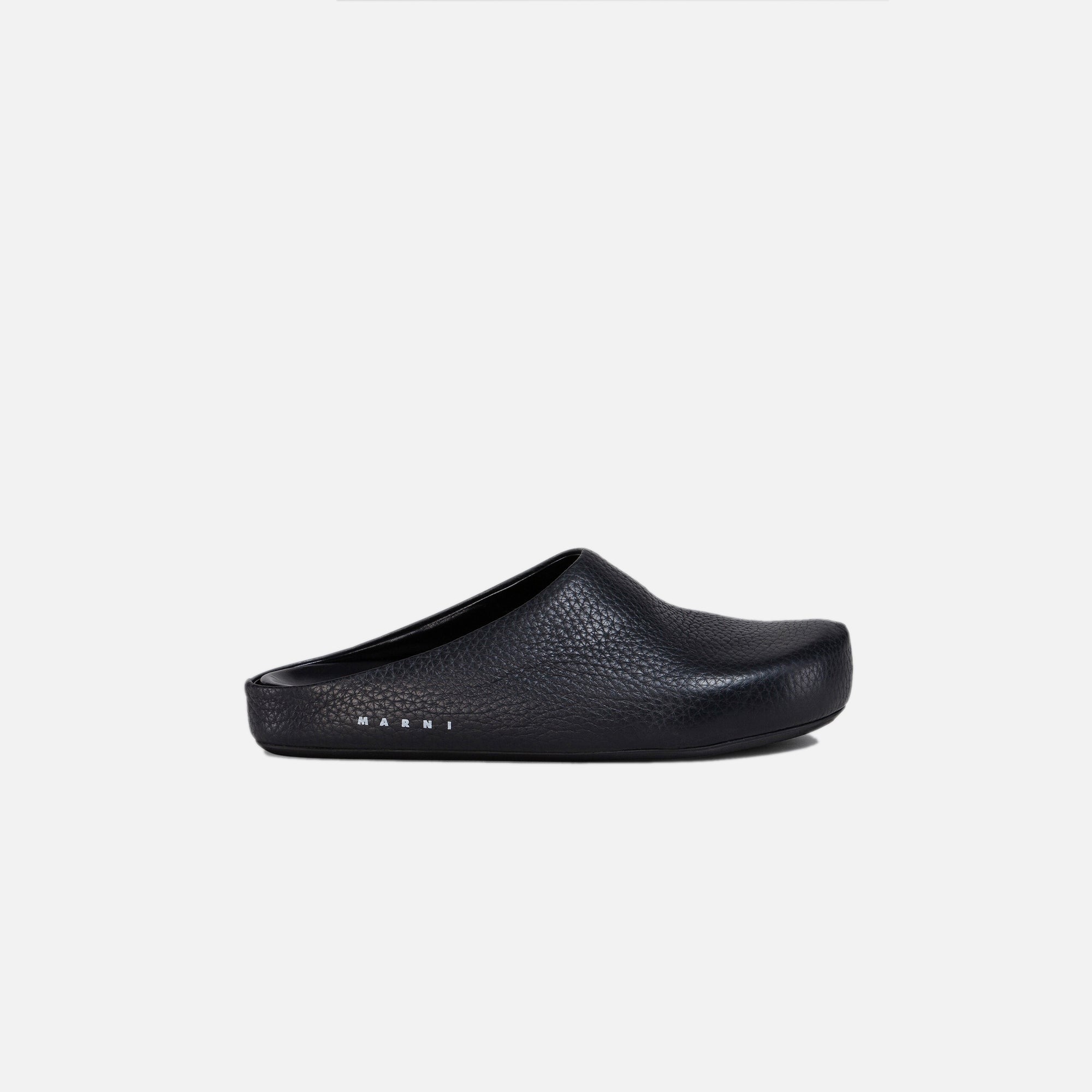 Marni Mens Fussbett Sabot Grained Calf Leather - Black