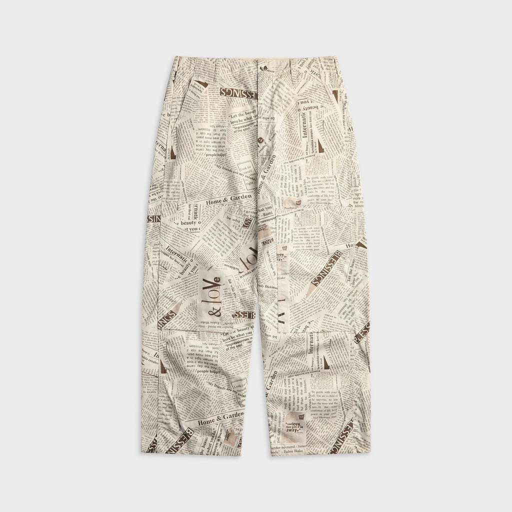 Engineered Garments Cotton Newspaper Print Canvas Painter Pant - White
