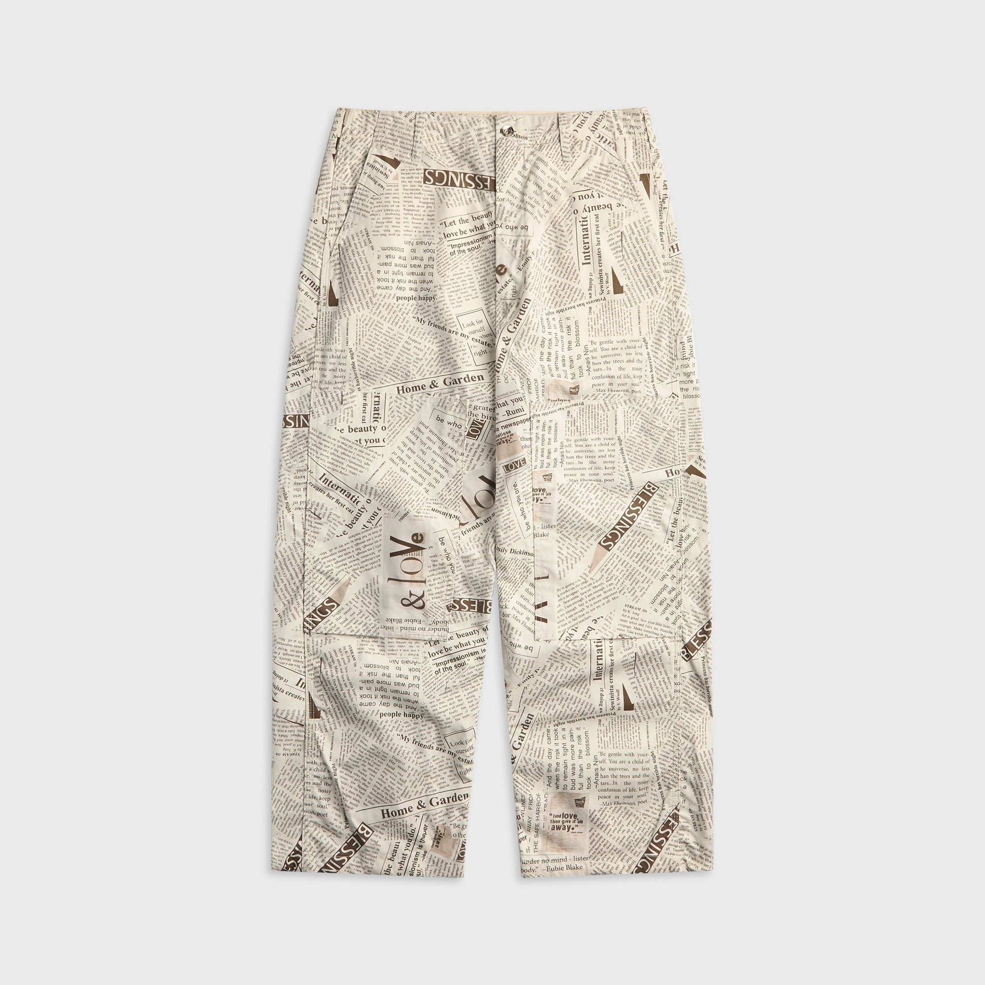 Engineered Garments Cotton Newspaper Print Canvas Painter Pant - White