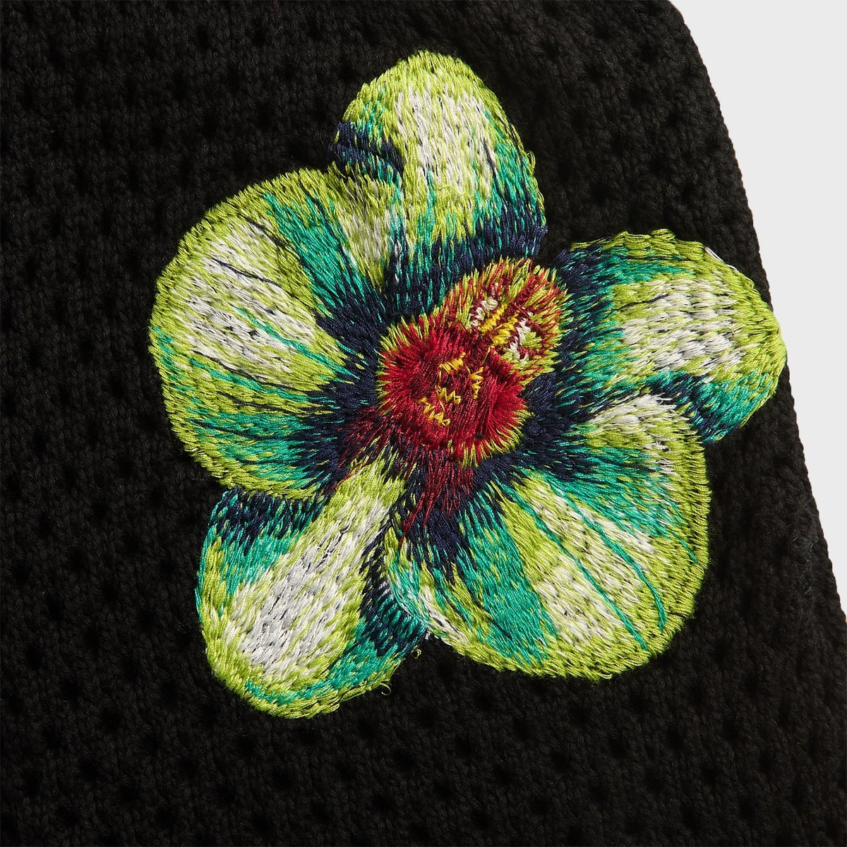 Casablanca Glitch Orchid Embroidered Crochet Short - Black