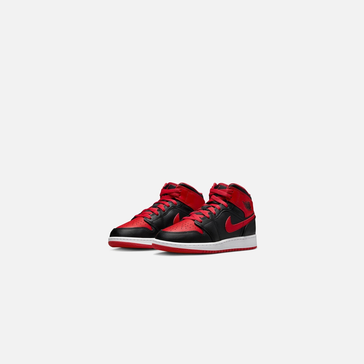 Jordans GS Air Jordan 1 Mid - Black / Fire Red / White