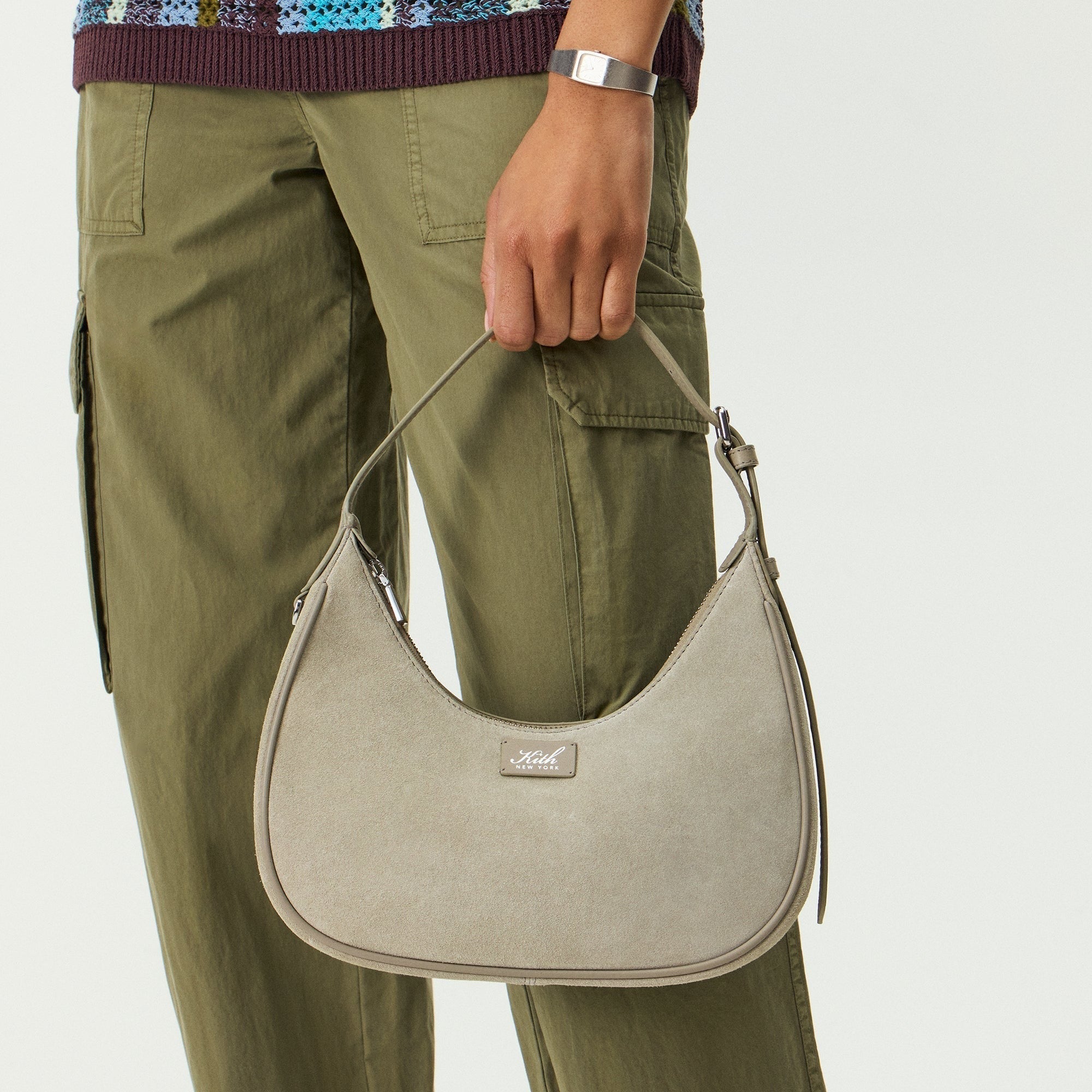 Kith Women Imana Suede Mix Crescent Shoulder Bag - Sandy Taupe