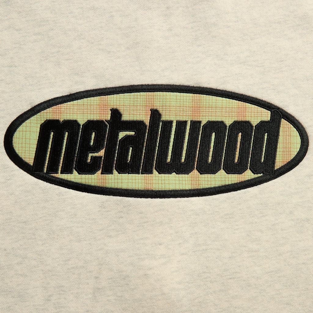Metalwood Plaid Oval Logo Raglan Crewneck Sweatshirt - Heather Grey