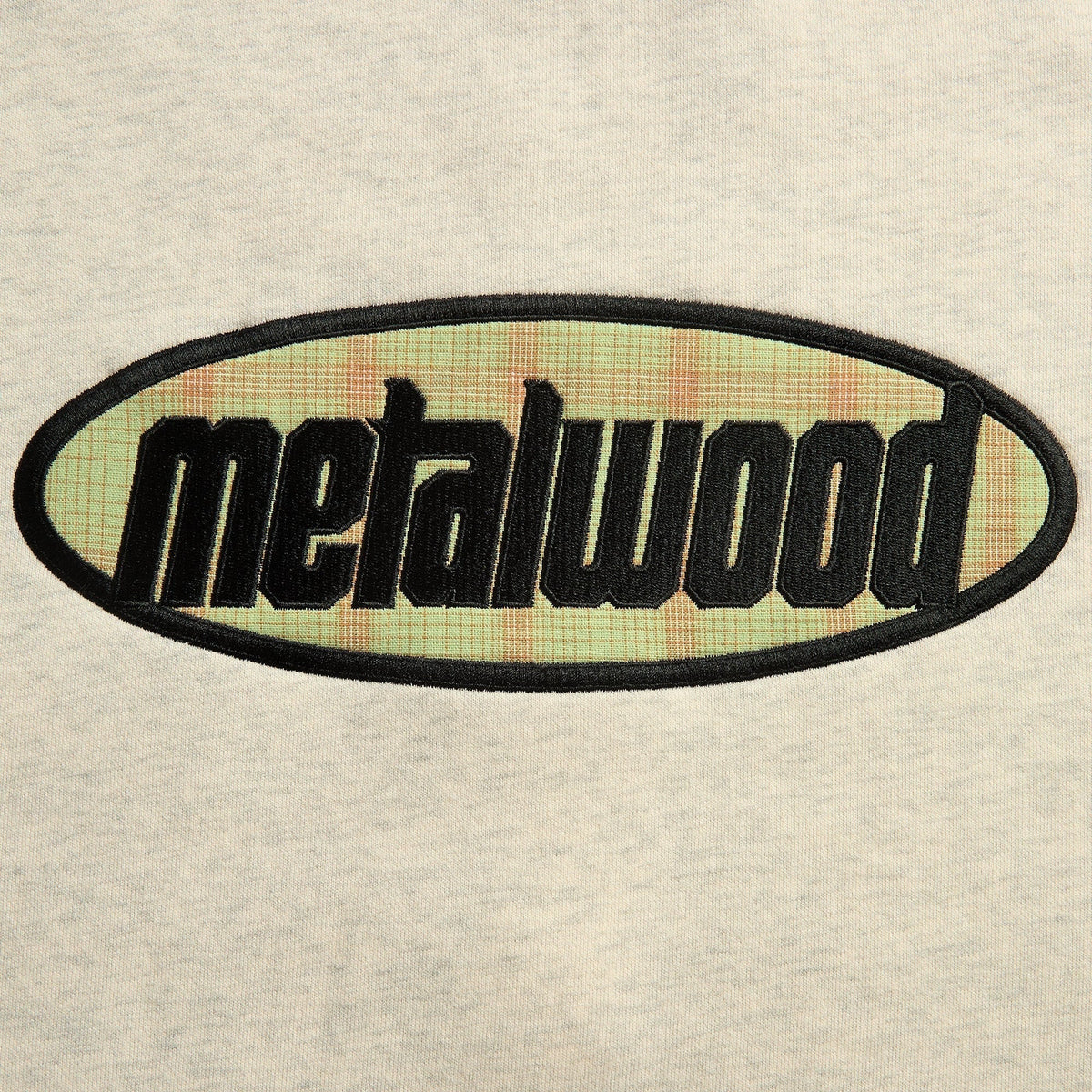 Metalwood Plaid Oval Logo Raglan Crewneck Sweatshirt - Heather Grey