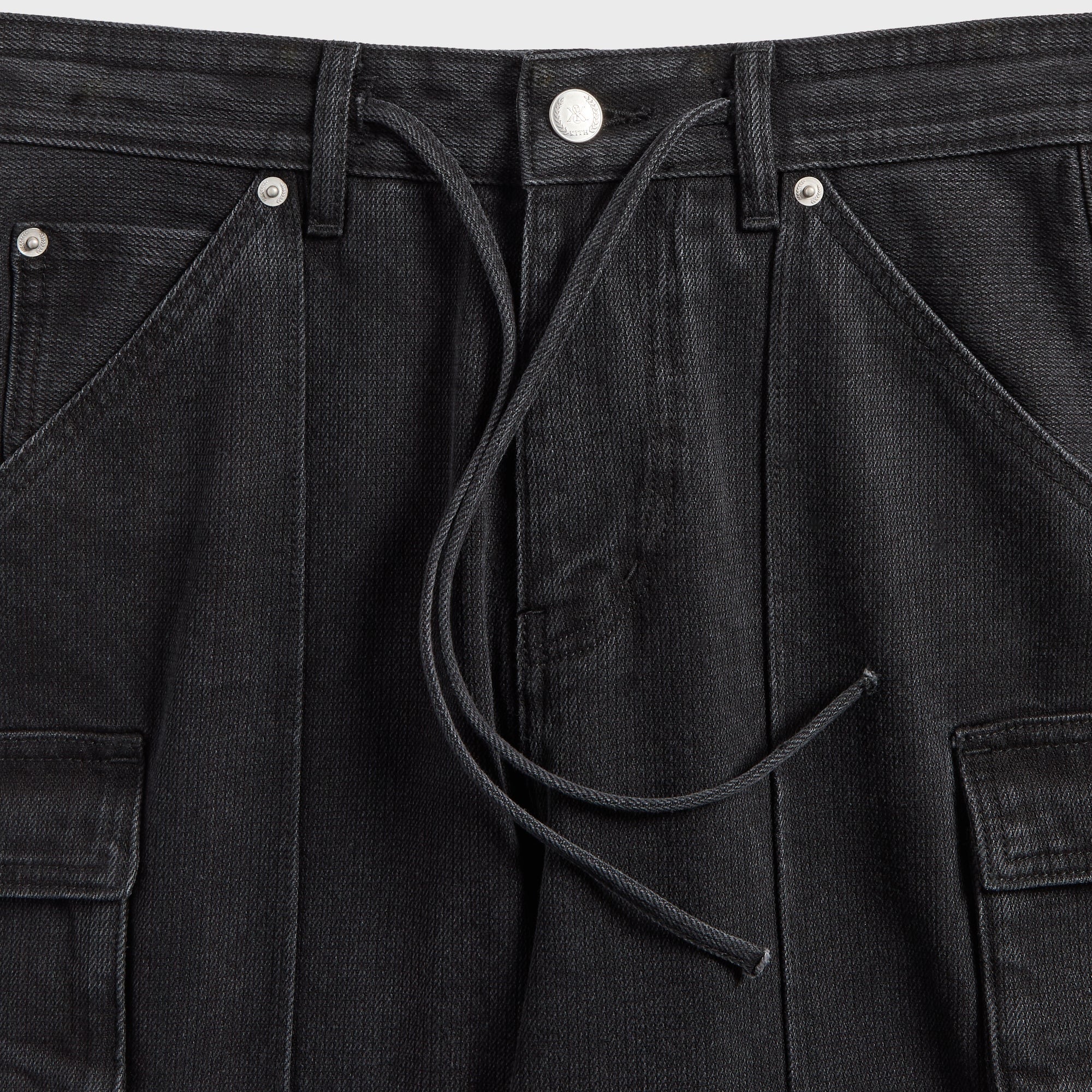 Kith Herringbone Denim Zane Cargo Pant - Black