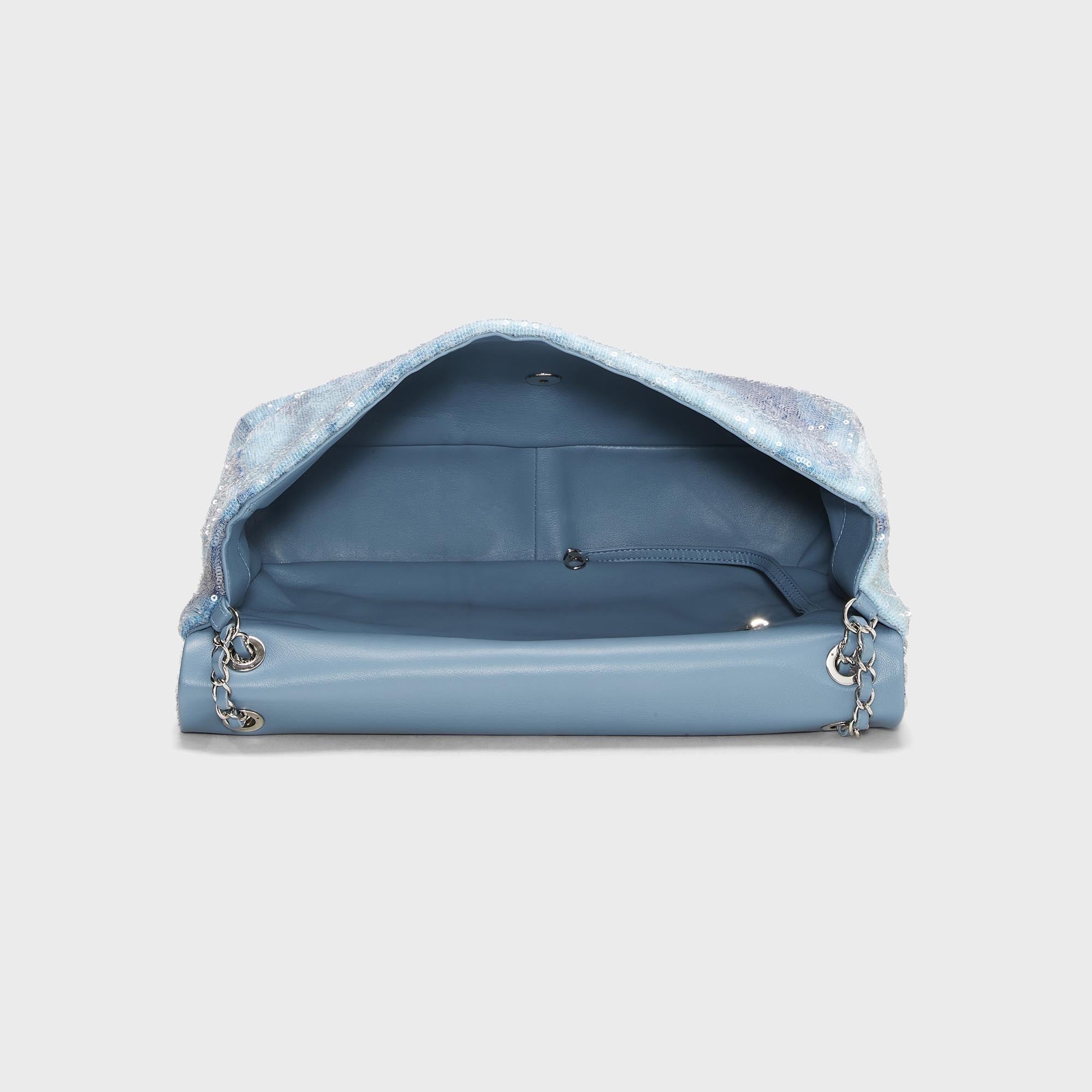 WGACA Chanel Sequin Waterfall Large Flap Bag - Blue