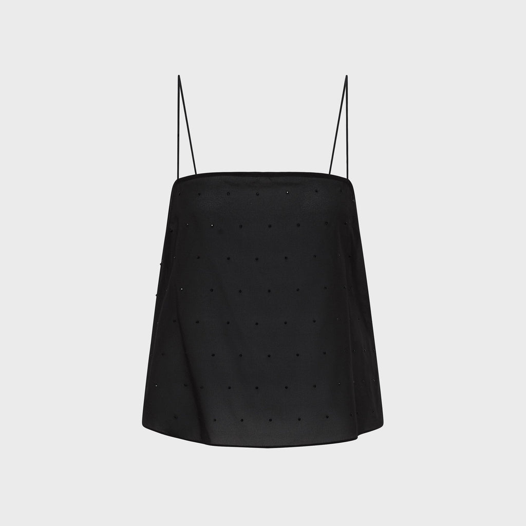 St. Agni Silk Glass Bead Cami - Black