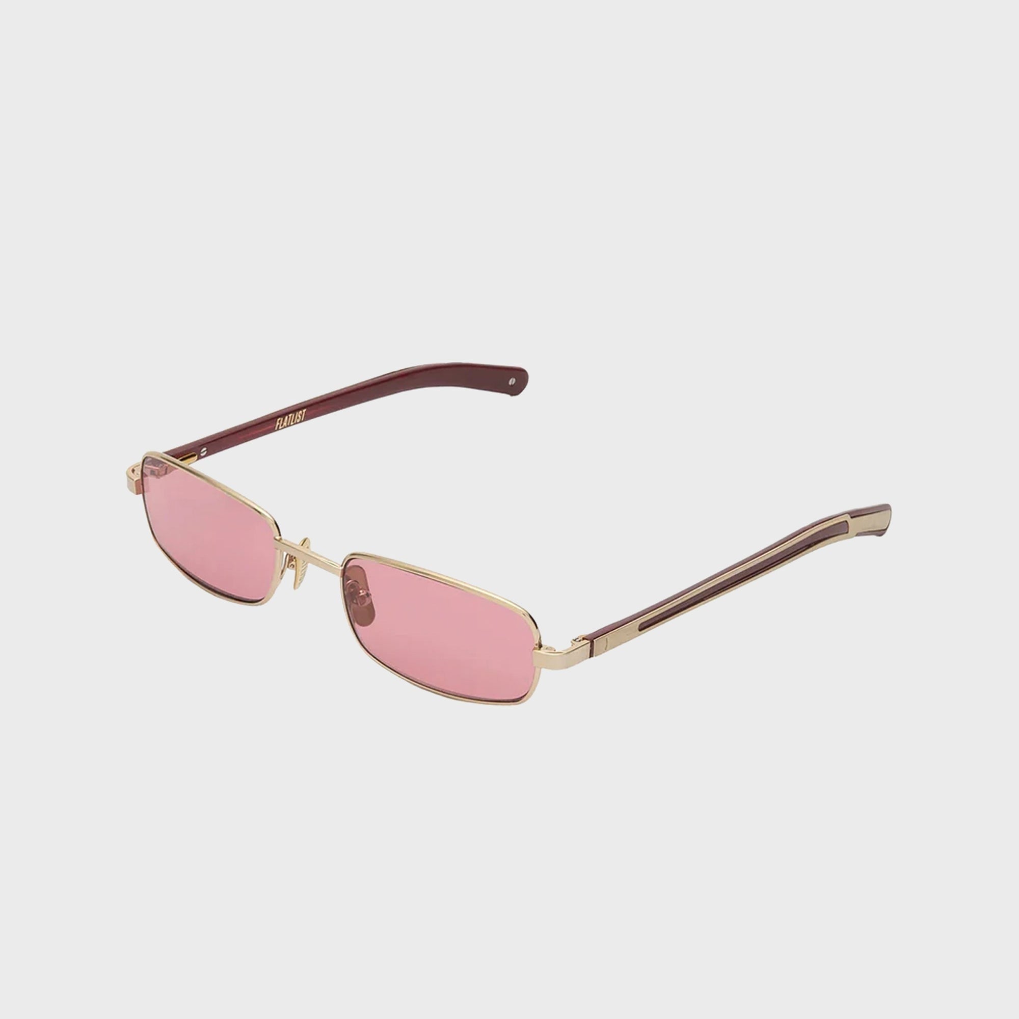 Flatlist Sting Sunglasses - Brushed Light Gold / Solid Bordeaux / Dust Pink