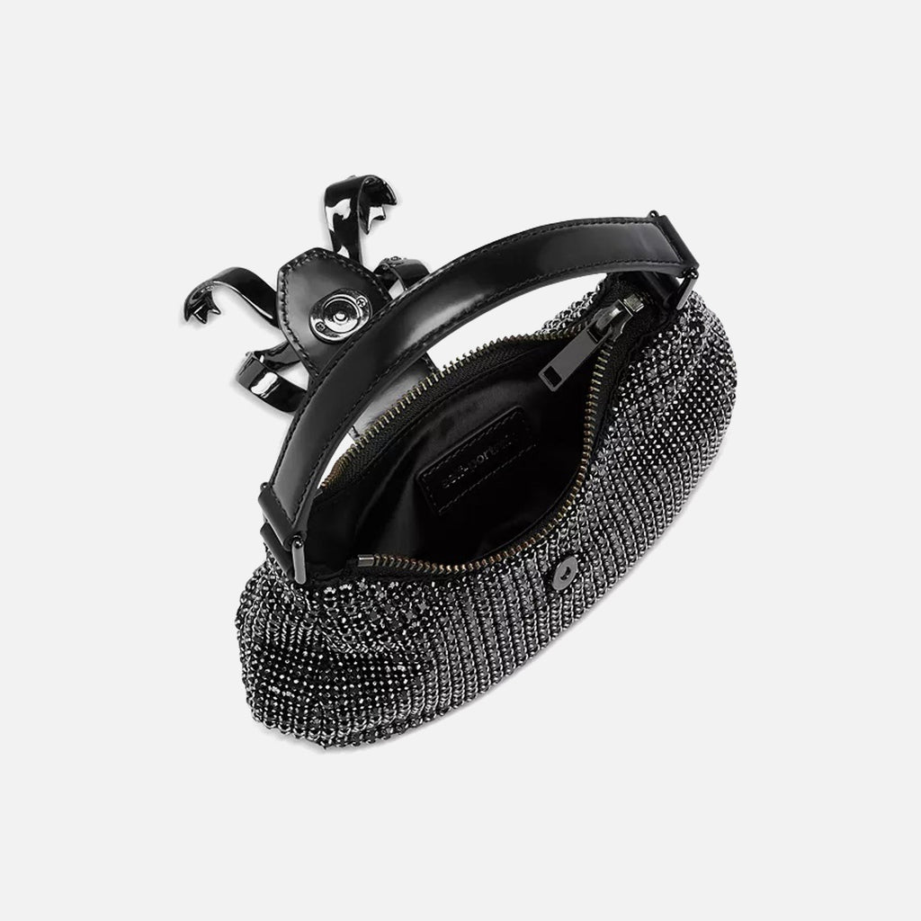 Self-Portrait Diamante Crescent Bow Bag - Black