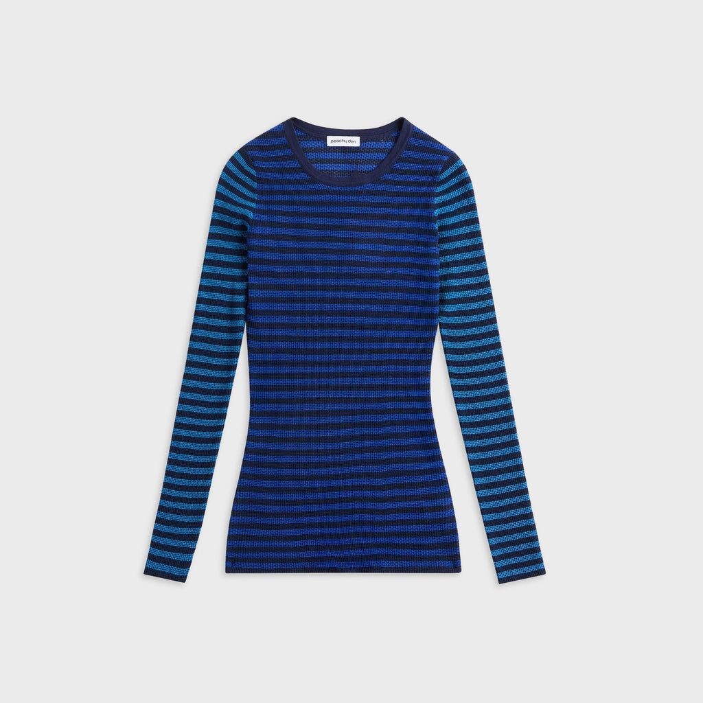 Peachy Den Elise Stripe Long Sleeve Top - Navy Stripe