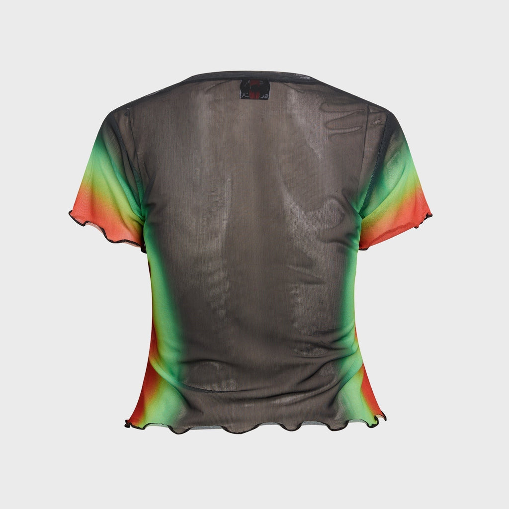Casablanca Scallop Short Sleeve Printed Mesh Tee - Multi