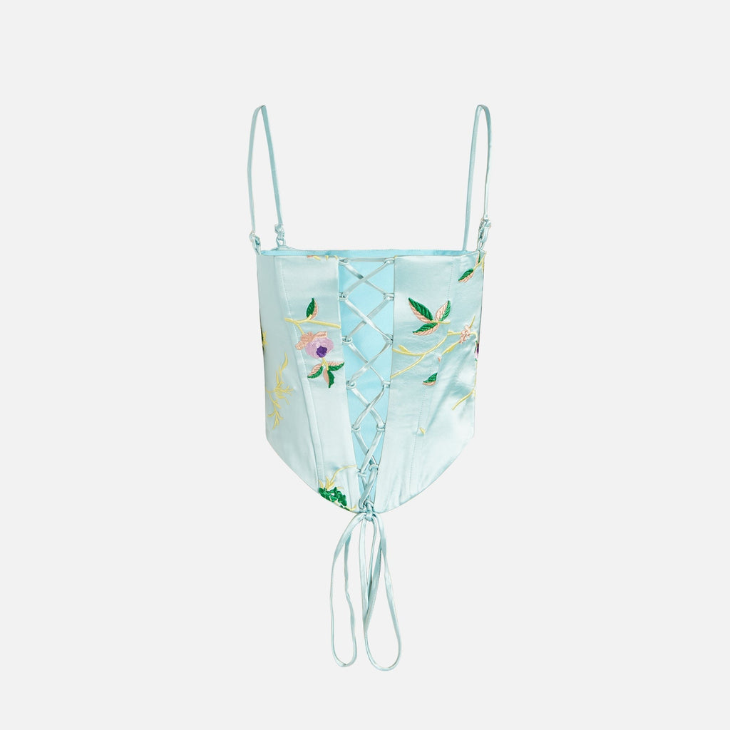 Kim Shui Floral Embroidered Bustier - Light Blue