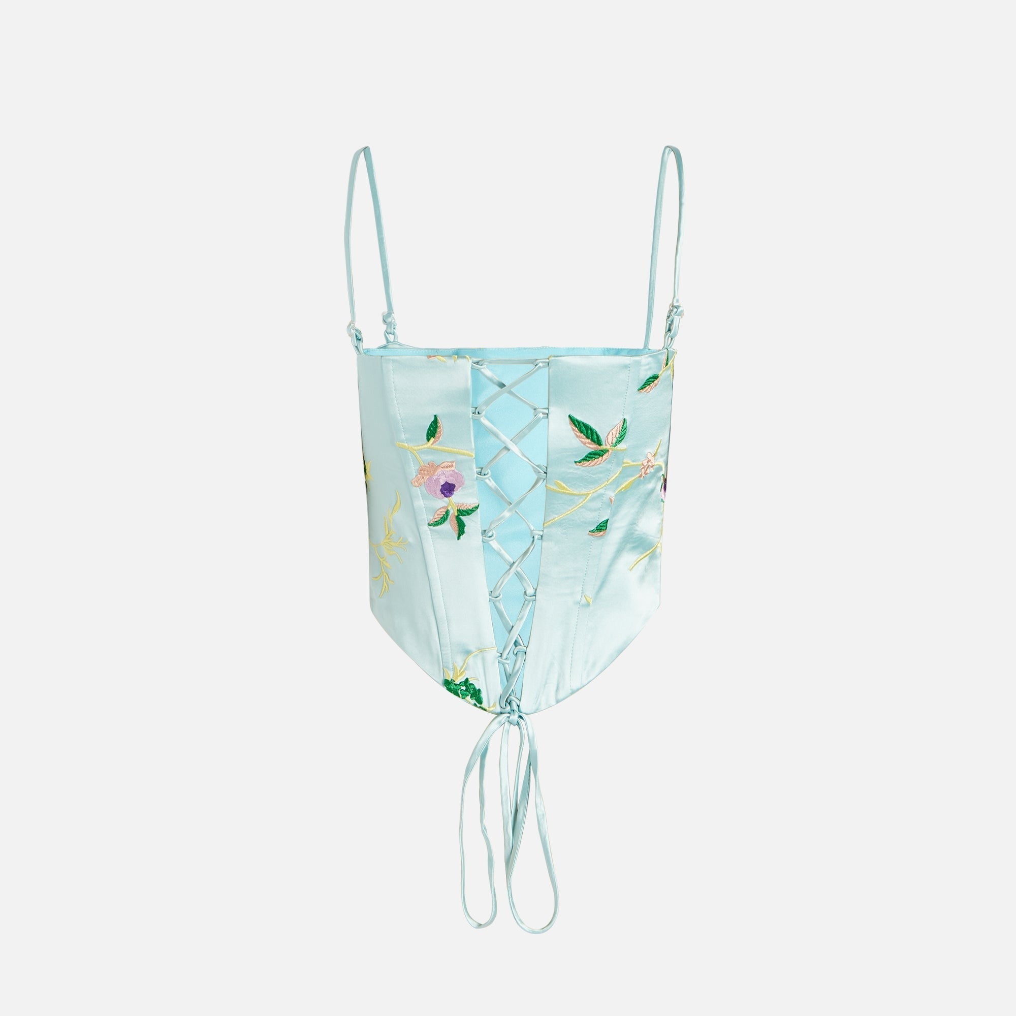 Kim Shui Floral Embroidered Bustier - Light Blue
