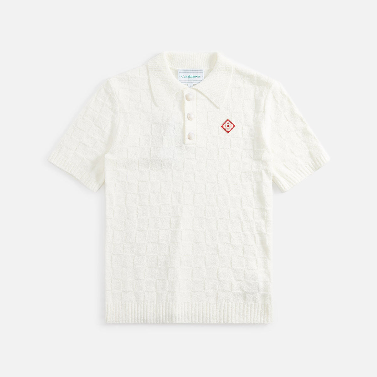 Casablanca Checked Yoke Boucle Polo - White