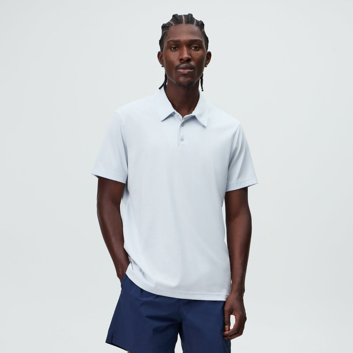 &Kin Soft Modal Blend Heathrow Polo - Light Indigo