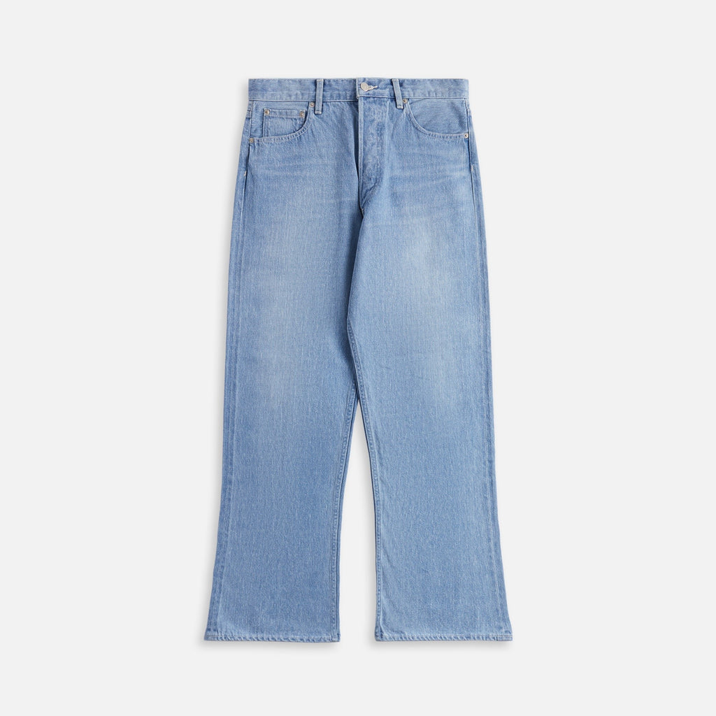 Auralee Selvedge Faded Light Denim Pants - Light Indigo