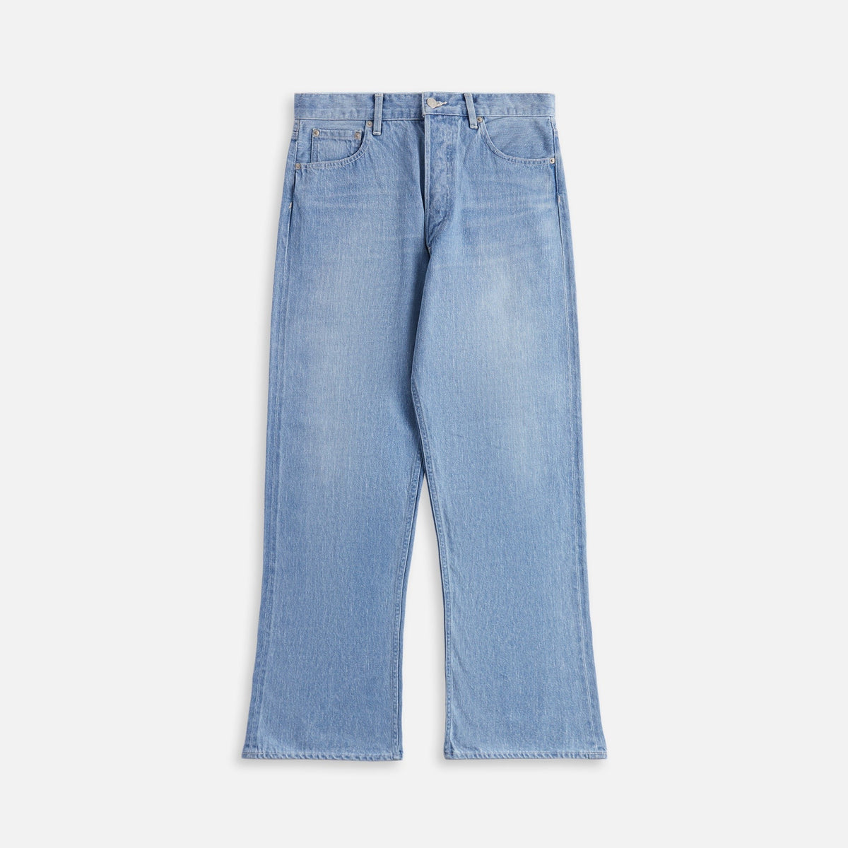 Auralee Selvedge Faded Light Denim Pants - Light Indigo