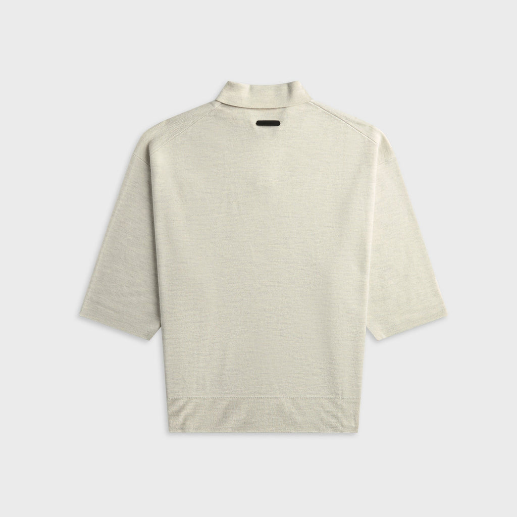 Essentials Signature 3/4 Sleeve 90s Knit Polo - Oatmeal Heather