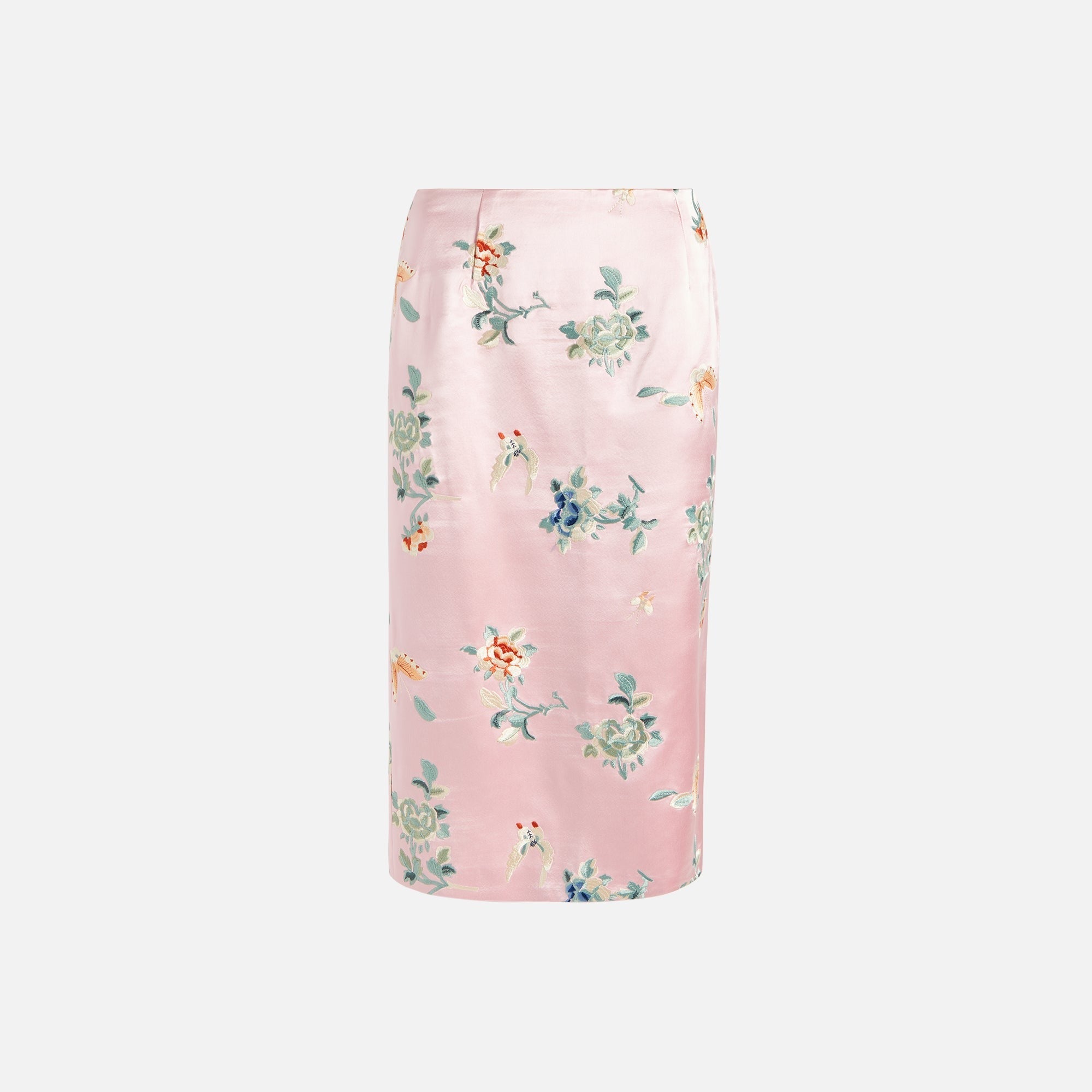Kim Shui Silk Embroidered Pencil Skirt - Pink