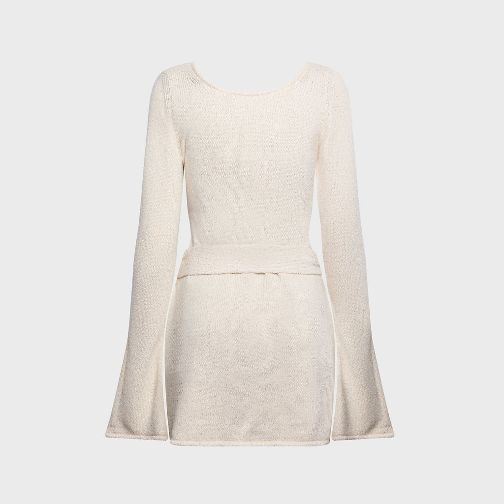 Asta Resort Maya Long Sleeve Mini Belted Dress - Salt Sequin