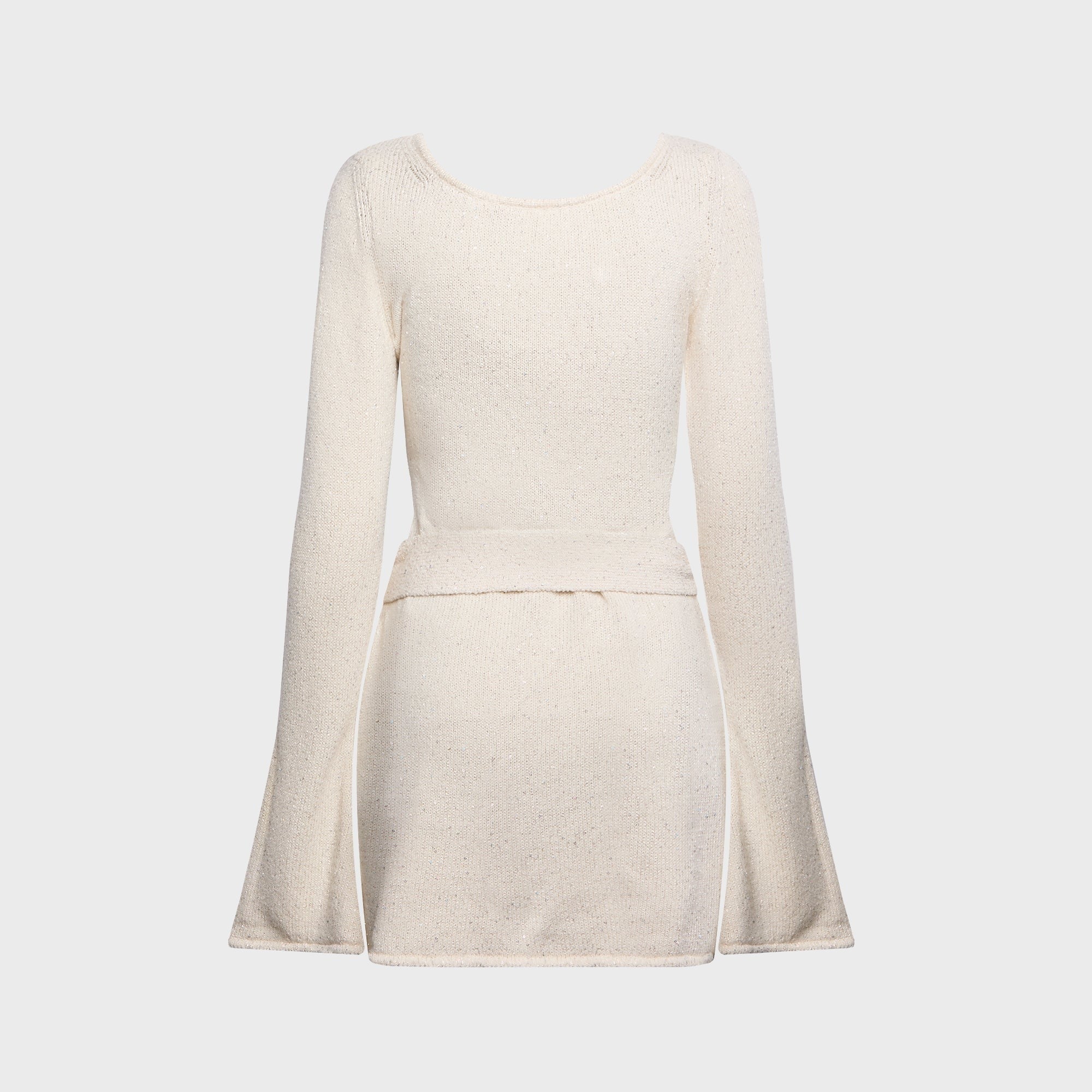 Asta Resort Maya Long Sleeve Mini Belted Dress - Salt Sequin