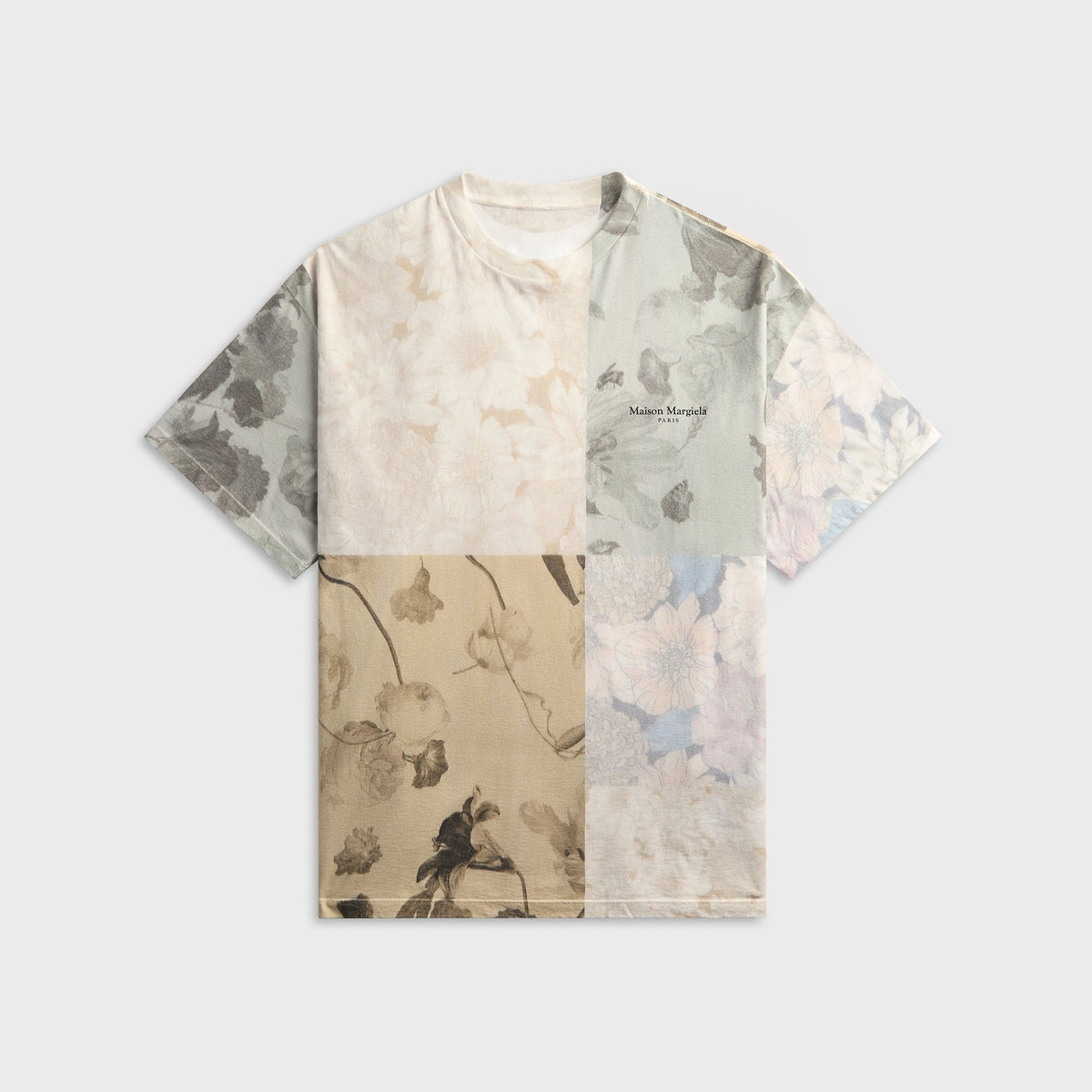 Maison Margiela All-Over Flowers Printed Cotton Tee - Beige