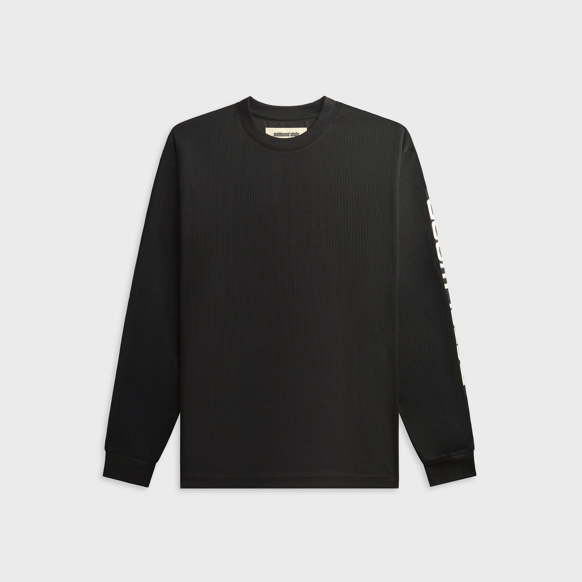 Metalwood Long Sleeve Moto Crewneck Top - Black