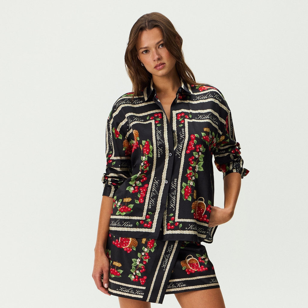 Kith Women Siena Cherry Button Up Shirt - Black