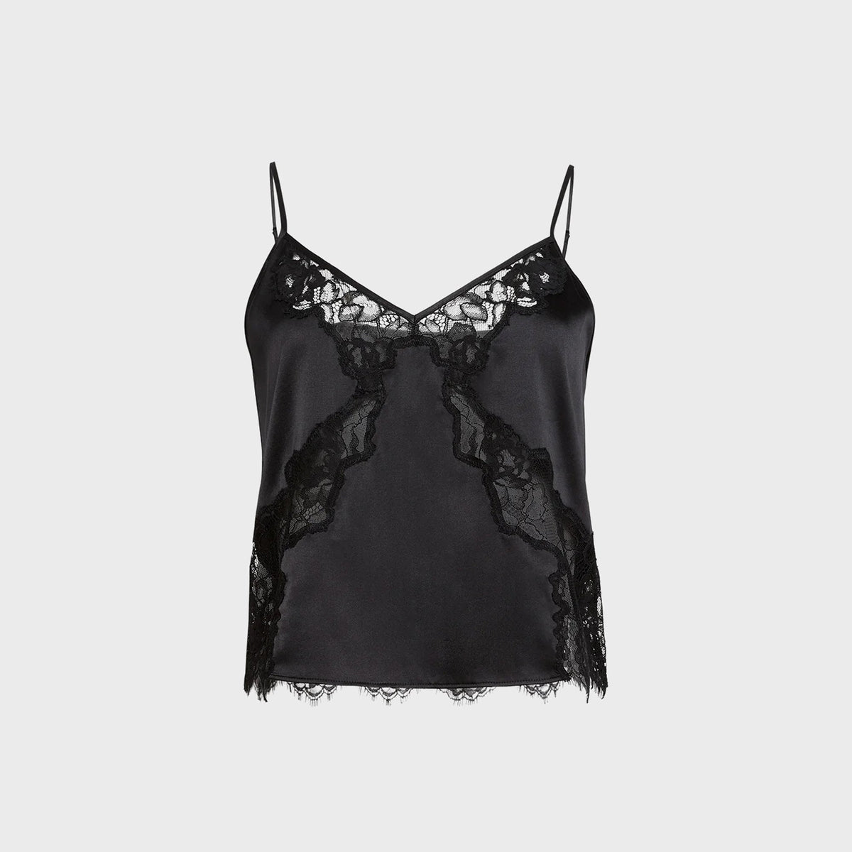 Fleur du Mal Juliet Lace Silk Cami Top - Black