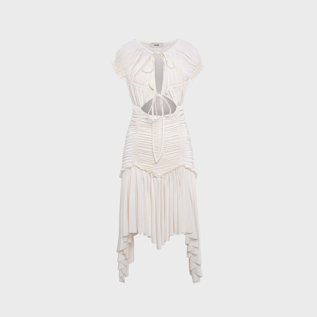 Siedres Penelope Ruched Asymmetric Jersey Dress - Ecru