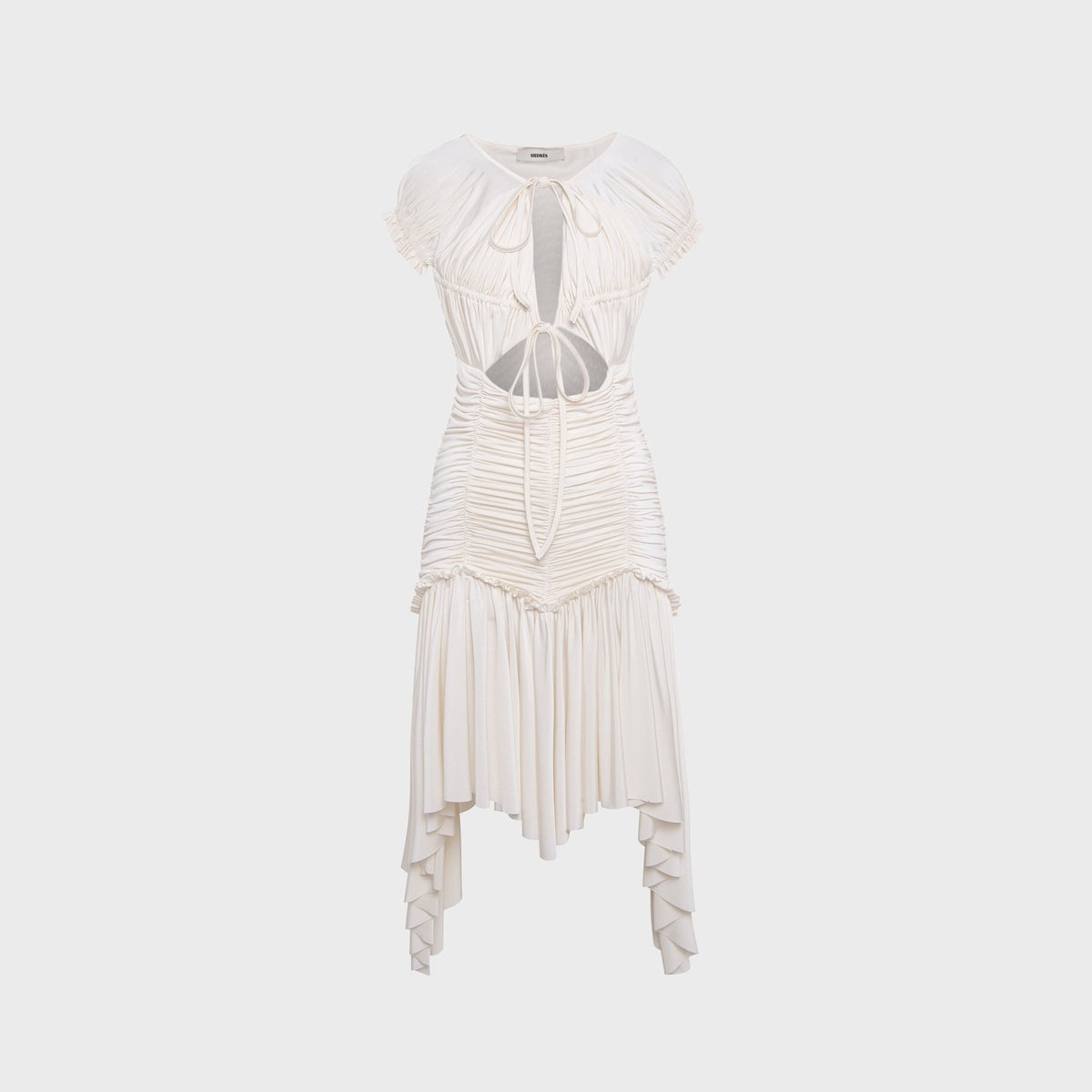 Siedres Penelope Ruched Asymmetric Jersey Dress - Ecru