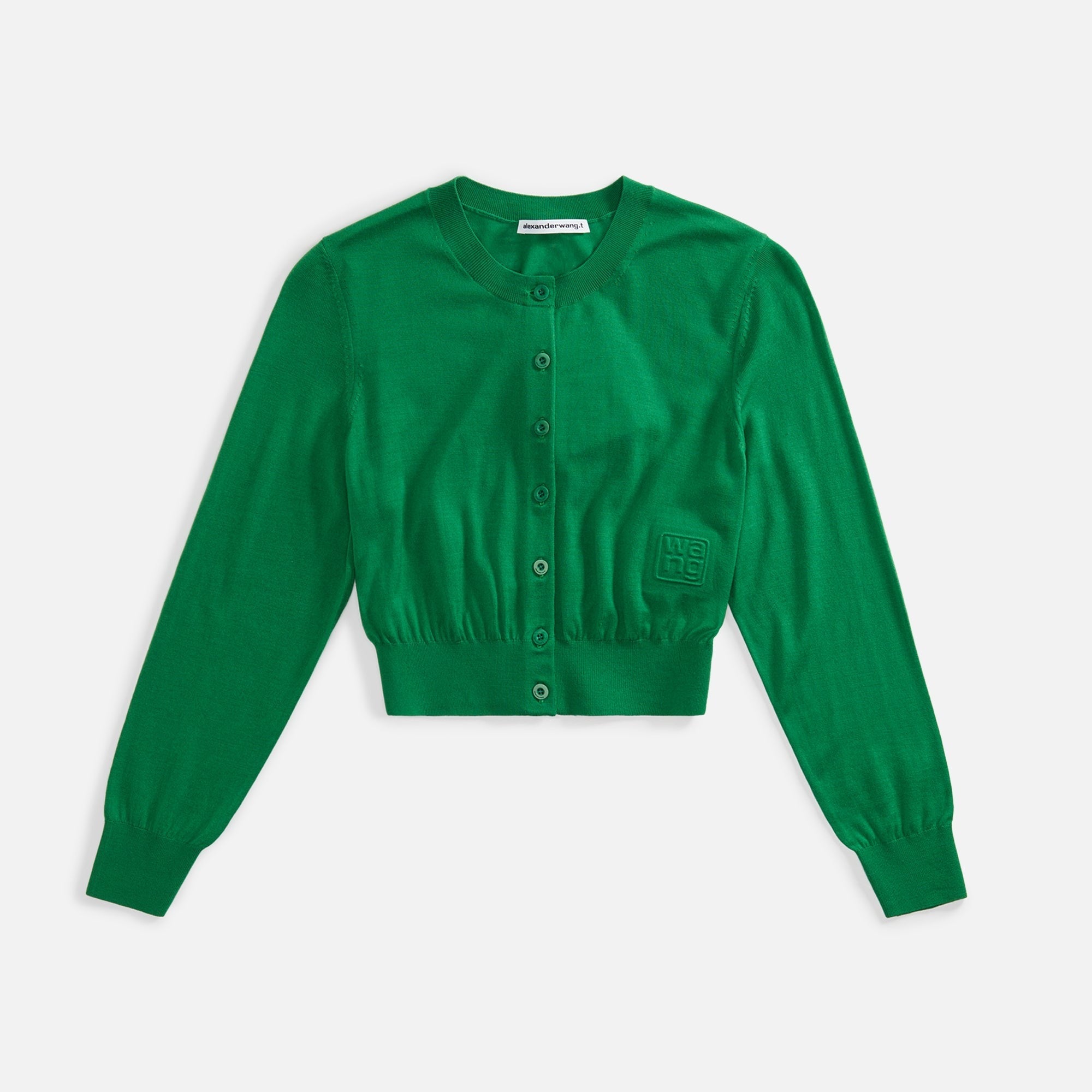 Alexander Wang Superfine Cropped Crewneck Cardi - Fern