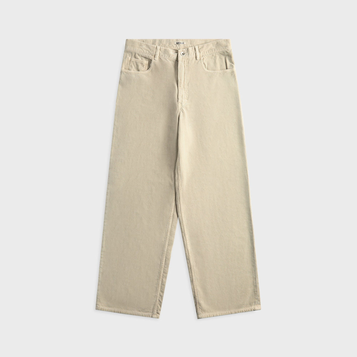 Auralee Garment-Dyed Finx Corduroy 5P Wide Pant - White / Khaki