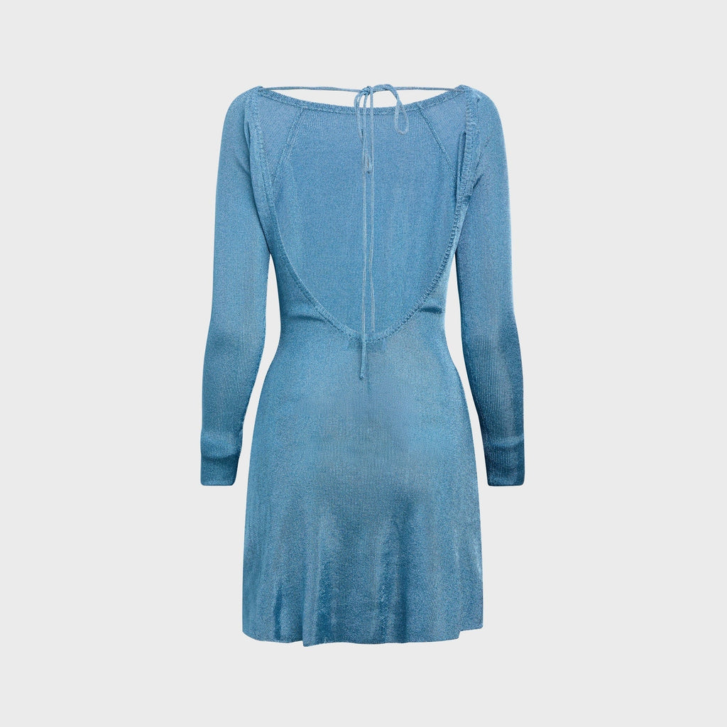 GUIZIO Estelle Backless Mini Dress - Metallic Sea Blue