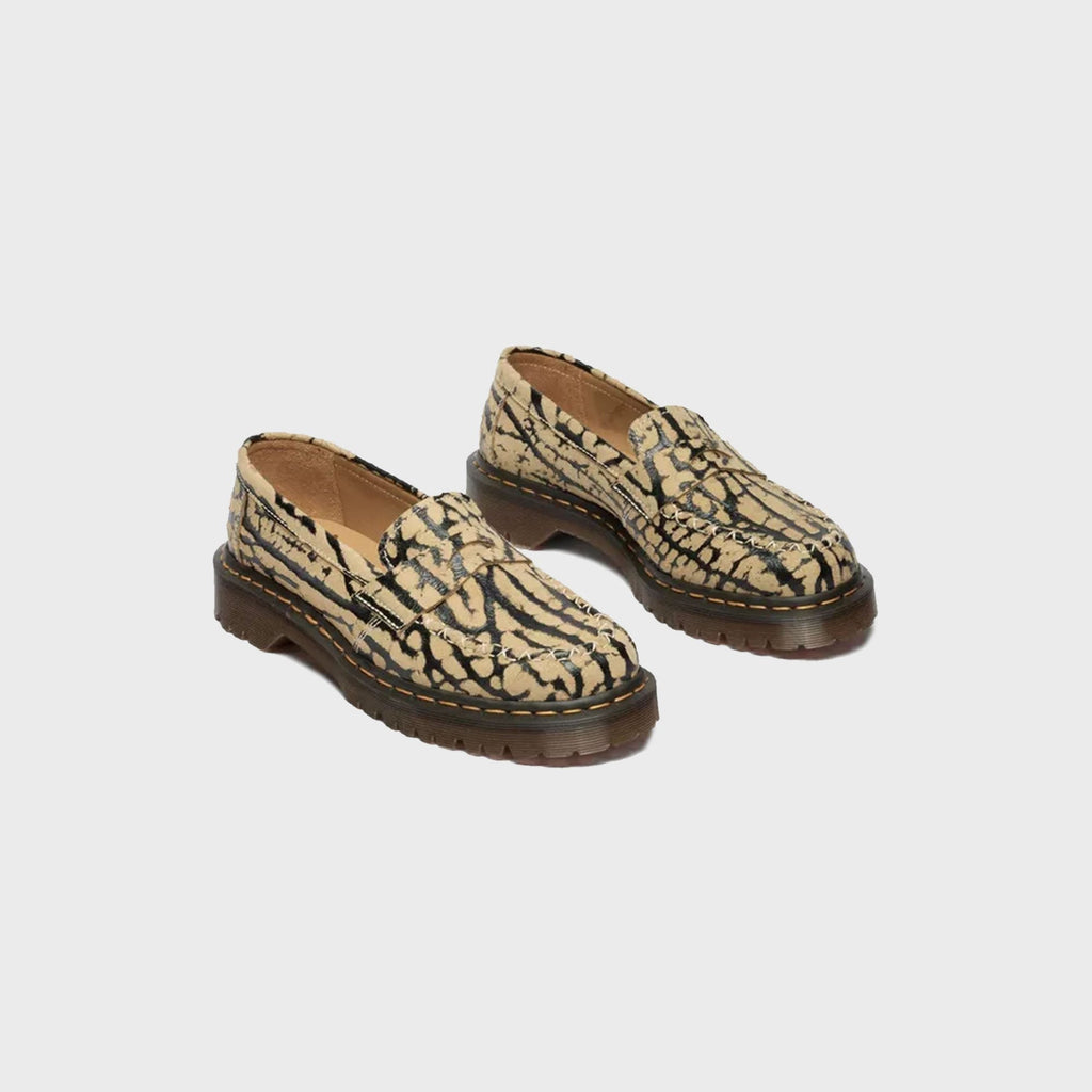 Dr. Martens Delapre Wild Emboss Suede Penny Loafer - Teak Brown / Black