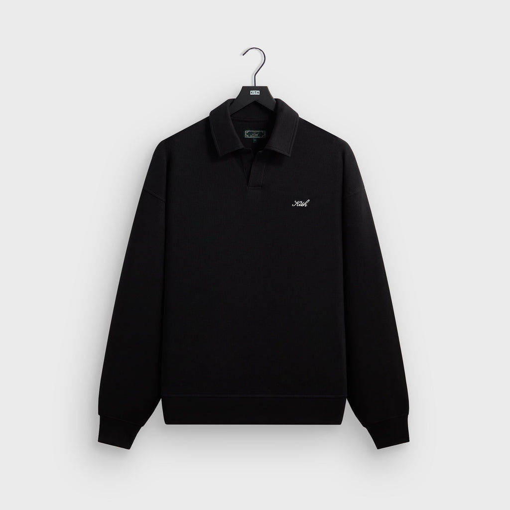 Kith Micro Waffle Nelson Rugby Pullover - Black