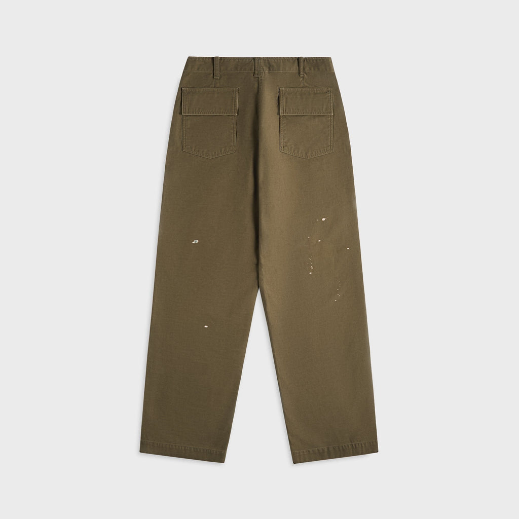 Auralee Washed Baggy Satin Bleached Baker Pants - Khaki Brown