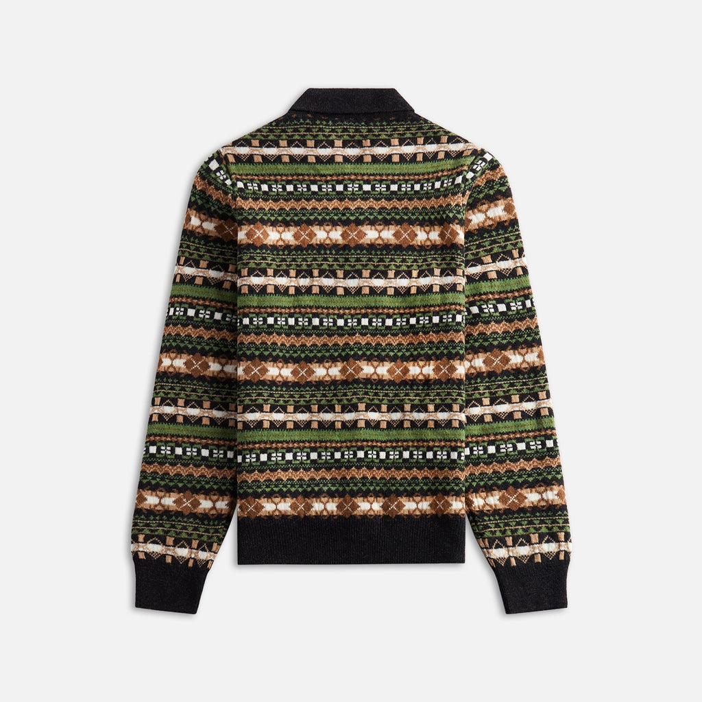 Loewe Fair Isle Polo Sweater - Green / Multicolor