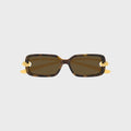 Bottega Veneta Knot Rectangular Sunglasses - Havana / Gold / Brown