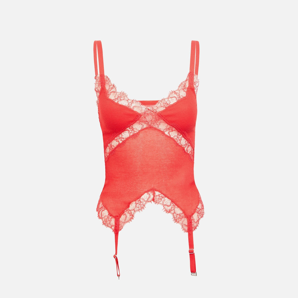 Dion Lee Lace Rib Garter Tank - Red