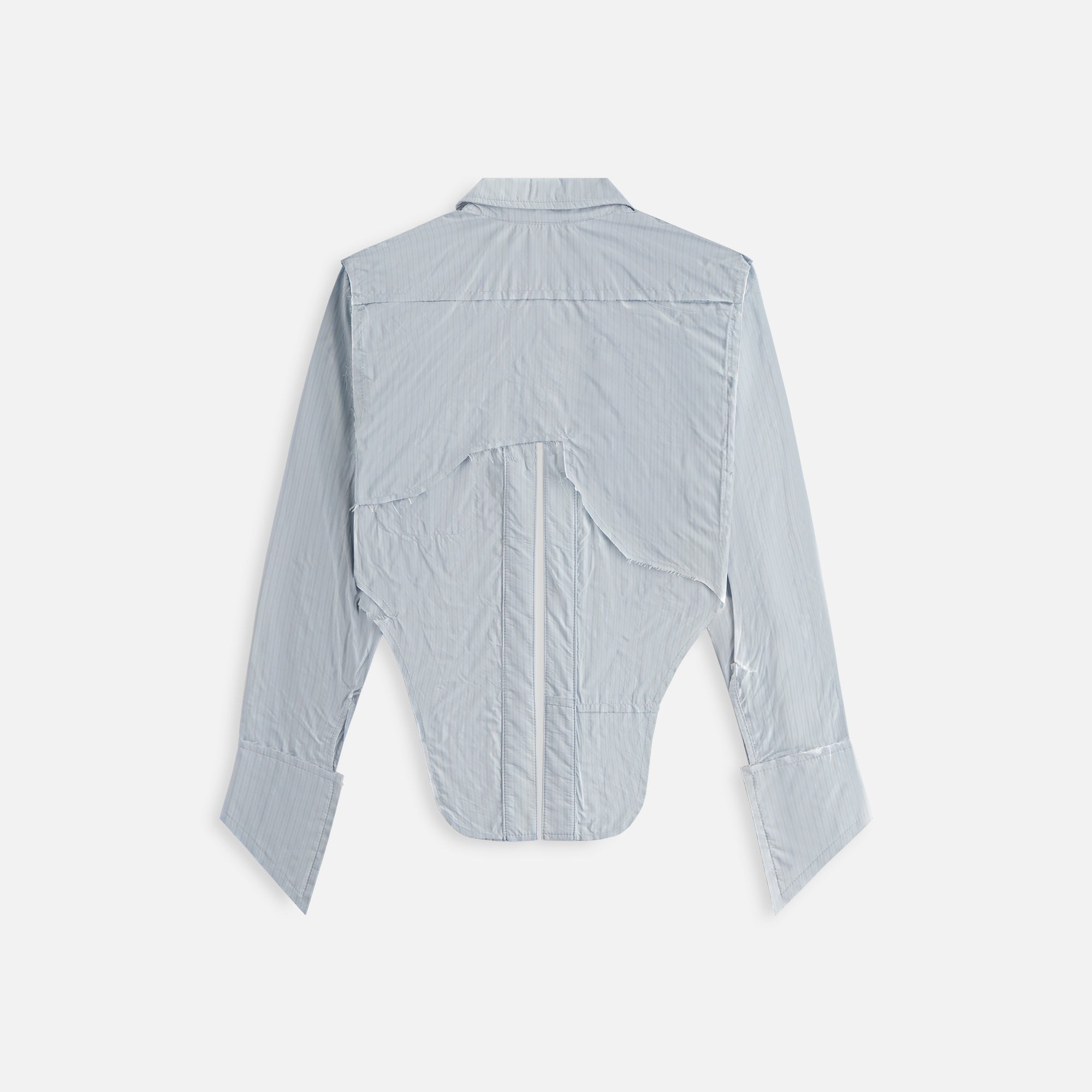 Sami Miro Vintage V Cut Safety Pin Blouse - Blue Pinstripe