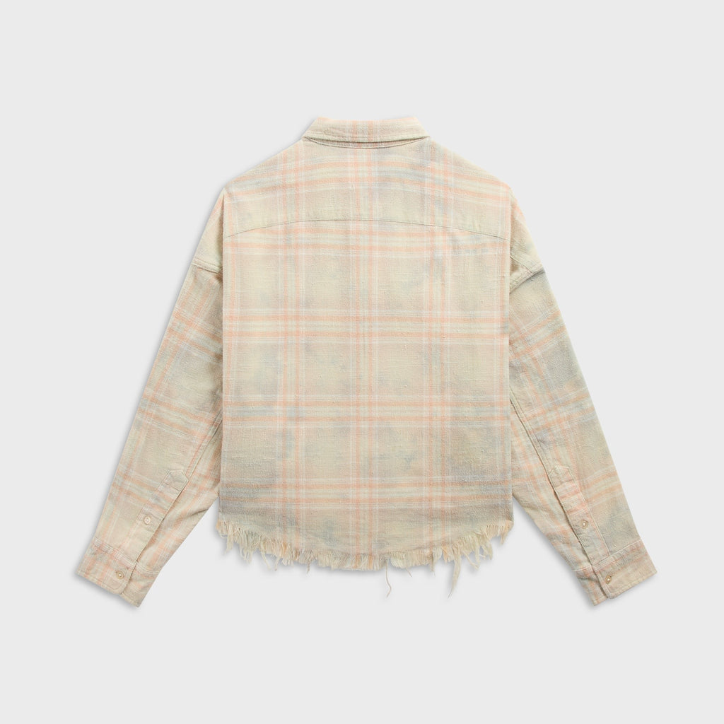 R13 Cropped Work Shirt - Pale Blue Plaid