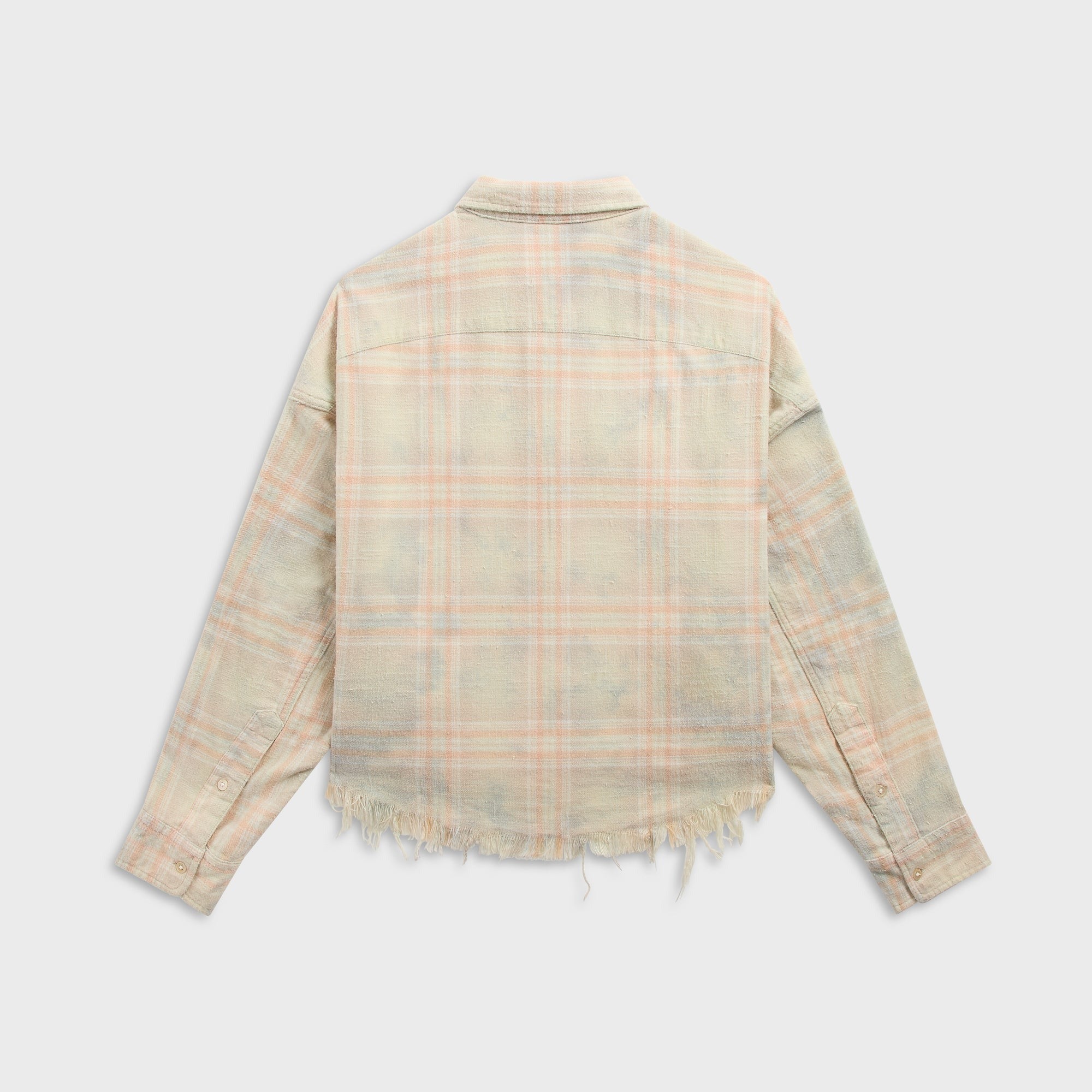 R13 Cropped Work Shirt - Pale Blue Plaid