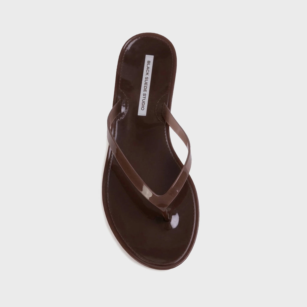 Black Suede Studio Crystal Sandal - Chestnut PVC