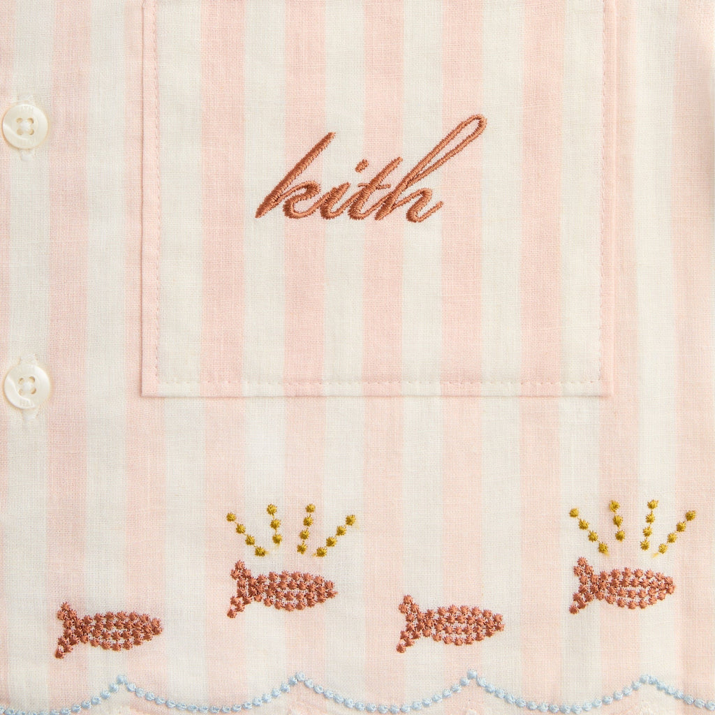 Kith Kids Embroidered Cropped Thompson Camp Shirt - Sahara