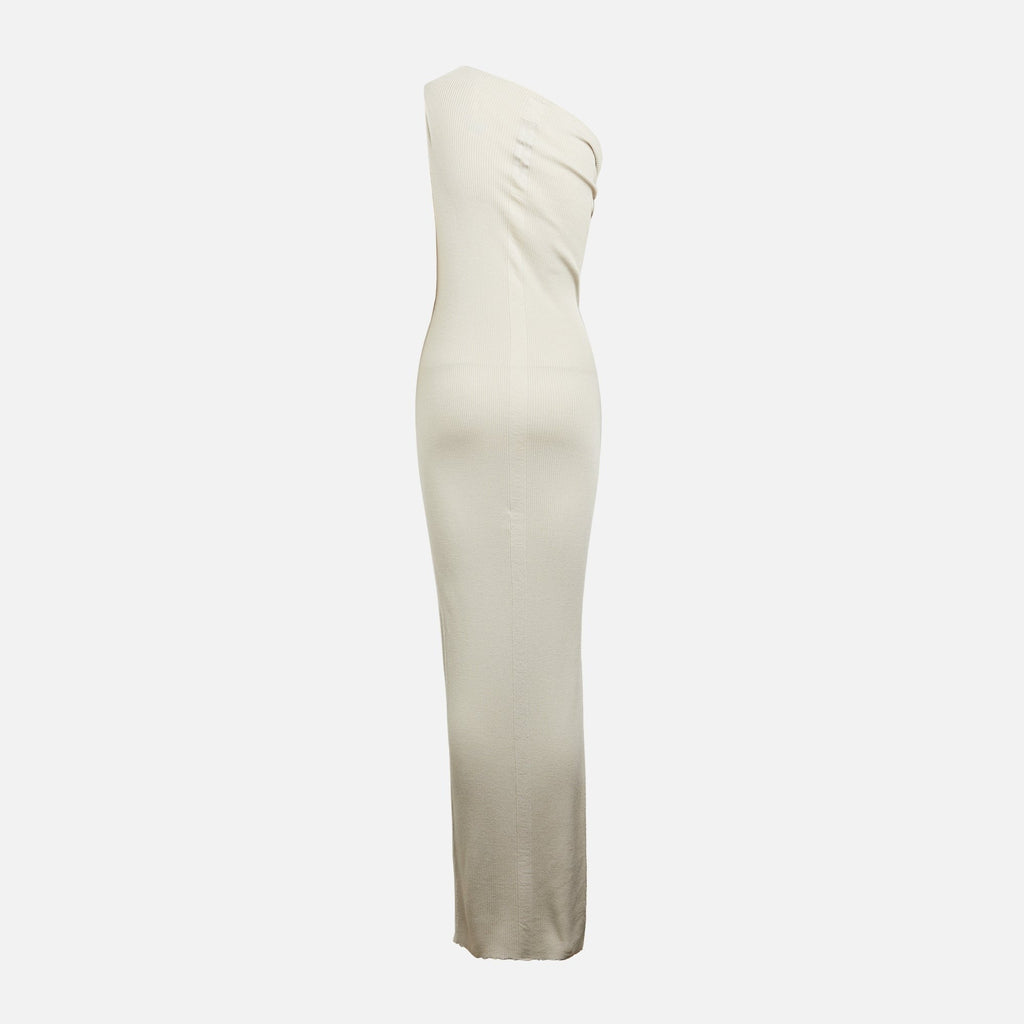 Rick Owens Ribbed One Shoulder Dress - Pearl
